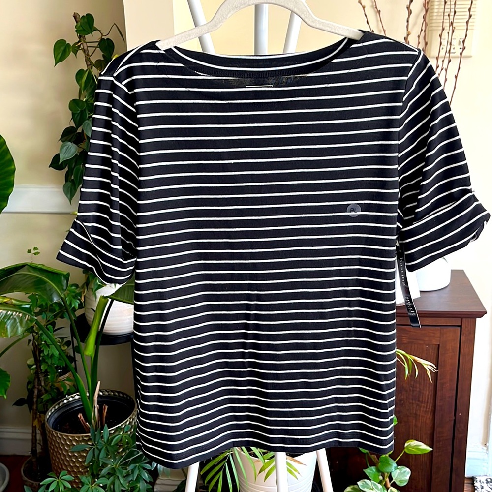 🖤Hasting & Smith Striped Black Boatneck Top- PL- NWT